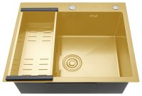 Кухонная мойка GAPPO GS6050-3 60x50 стальная, золотой сатин