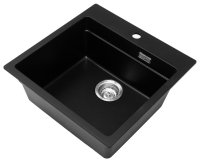 Кухонная мойка Grandex Aqua 500405 51x51 из кварцевого композита, черный металлик
