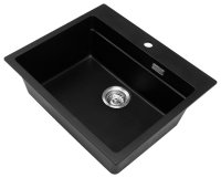 Кухонная мойка Grandex Aqua 500505 60x51 из кварцевого композита, черный металлик