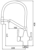 Смеситель для кухни FRAP F4397 с подключением фильтра и гибким изливом, хром