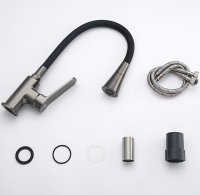 Смеситель для кухни FRAP H61/h62 F4462-9 с гибким изливом, оружейная сталь