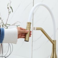 Смеситель для кухни GAPPO G4098-13 с гибким изливом, золотой сатин