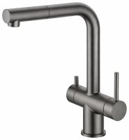 Смеситель для кухни GAPPO G4397-79 с подключением фильтра и выдвижным изливом, оружейная сталь