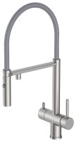 Смеситель для кухни GAPPO G4397-85 с подключением фильтра и гибким изливом, сатин