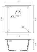 Кухонная мойка Rivelato SR-4134 Bianco latte 41x44 из кварцевого композита, белый