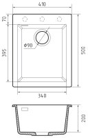 Кухонная мойка Rivelato ZN-4150 Bianco latte 41x50 из кварцевого композита, белый