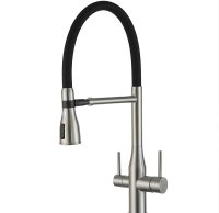 Смеситель для кухни GAPPO G99 G4399-75 с подключением фильтра и гибким изливом, сатин