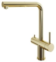 Смеситель для кухни Grandex Aqua Handy-p 9020961 с подключением фильтра и выдвижным изливом, золото