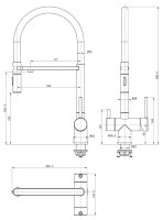 Смеситель для кухни Grocenberg GB4096BL с подключением фильтра и гибким изливом, черный