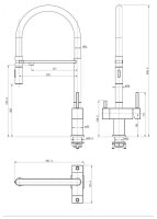 Смеситель для кухни Grocenberg GB4098BL с подключением фильтра и гибким изливом, черный
