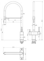 Смеситель для кухни Grocenberg GB4098MG с подключением фильтра и гибким изливом, матовое золото