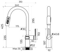 Смеситель для кухни KNOTLOR KN-100/RB с выдвижным изливом, бронза
