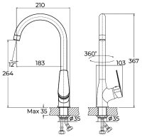 Смеситель для кухни KNOTLOR Ecoflow KN-11, хром