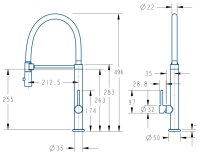 Смеситель для кухни KNOTLOR SS-17/BL с гибким изливом, черный