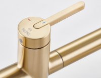 Смеситель для кухни Rose R458G с подключением фильтра и гибким изливом, золотой сатин