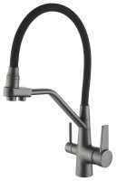 Смеситель для кухни Rose R558Y с подключением фильтра и гибким изливом, пепельный