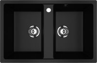 Кухонная мойка Ulgran U-608 U-608-344 77x50 из искусственного камня, черный
