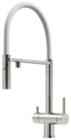 Смеситель для кухни SANCOS Imola SC4010BNwh с гибким изливом, брашированный никель/белый