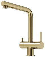 Смеситель для кухни SANCOS Spin SC4015BG с выдвижным изливом, брашированное золото