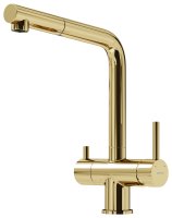 Смеситель для кухни SANCOS Spin SC4015ZG с выдвижным изливом, полированное золото