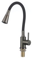 Смеситель для кухни Savol S-3002QM-01 с гибким изливом, графит
