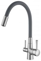 Смеситель для кухни Savol S-L1806-04 с подключением фильтра и гибким изливом, хром