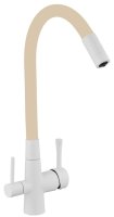 Смеситель для кухни Savol S-L1806W-12 с подключением фильтра и гибким изливом, белый