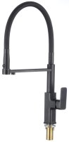 Смеситель для кухни Savol S-L1808H-01 с подключением фильтра и гибким изливом, черный