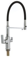 Смеситель для кухни Savol S-L1809-01 с подключением фильтра и гибким изливом, хром,черный