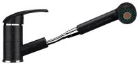 Смеситель для кухни Ulgran U-002 U-002-308 с выдвижным изливом, черный