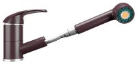 Смеситель для кухни Ulgran U-002 U-002-345 с выдвижным изливом, коричневый