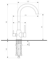 Смеситель для кухни Ulgran U-020 U-020 с подключением фильтра, сталь