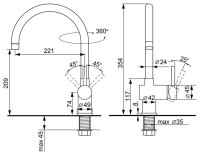 Смеситель для кухни Ulgran U-021 U-021-344, черный