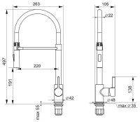 Смеситель для кухни Ulgran U-024 U-024-308 с гибким изливом, черный