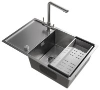 Смеситель для кухни Ulgran Us-016 US-016-001 с подключением фильтра, брашированная сталь