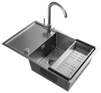 Смеситель для кухни Ulgran Us-020 US-020-001 с подключением фильтра, брашированная сталь