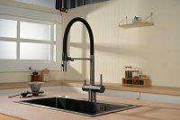 Смеситель для кухни Vincea VKF-120GM с гибким изливом, вороненая сталь