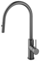 Смеситель для кухни Vincea Сити (city) VKF-2C1GM с выдвижным изливом, вороненая сталь