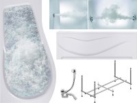 Акриловая ванна Timo Vino VINO1590L-KTVINO15-SPV1505-T-CM-T-BM-FPVINO15L 150x90, белая