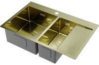 Кухонная мойка OMOIKIRI Akisame 78-2-LG-L 4973087 78x51 стальная, светлое золото