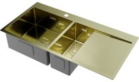Кухонная мойка OMOIKIRI Akisame 100-2-LG-L 4973089 100x51 стальная, светлое золото