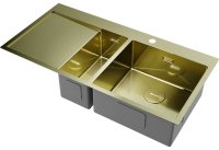 Кухонная мойка OMOIKIRI Akisame 100-2-LG-R 4973090 100x51 стальная, светлое золото