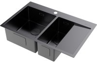 Кухонная мойка OMOIKIRI Akisame 78-2-GM-L 4973101 78x51 стальная, вороненая сталь