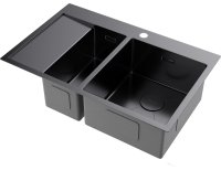 Кухонная мойка OMOIKIRI Akisame 78-2-GM-R 4973102 78x51 стальная, вороненая сталь