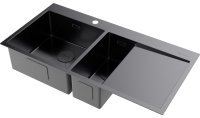 Кухонная мойка OMOIKIRI Akisame 100-2-GM-L 4973103 100x51 стальная, вороненая сталь