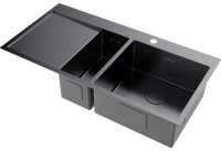 Кухонная мойка OMOIKIRI Akisame 100-2-GM-R 4973104 100x51 стальная, вороненая сталь