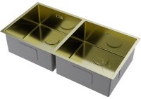 Кухонная мойка OMOIKIRI Taki 86-2-U/IF-LG 4993792 86.5x44 стальная, светлое золото