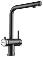 Смеситель для кухни OMOIKIRI Hotaru GM-WH 4994053 с подключением фильтра, вороненая сталь/белый