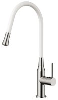 Смеситель для кухни OMOIKIRI Yatomi BN-WH 4994250 с гибким изливом, нержавеющая сталь/белый