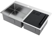 Кухонная мойка OMOIKIRI Akisame 86-2 Side-IN 4997021 86x51 стальная, сталь